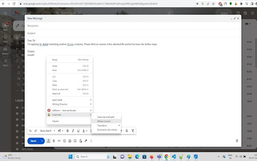 AI-based email and message improvisation using ChatGPT - Chrome Extension - AI Tool Ocean