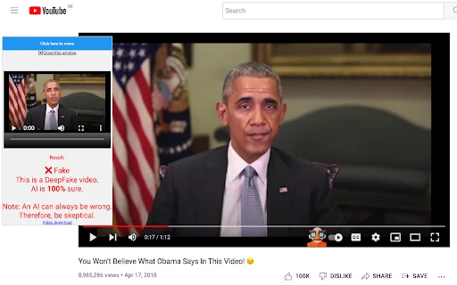 AI extension for YouTube deepfake detection - Chrome Extension - AI Tool Ocean