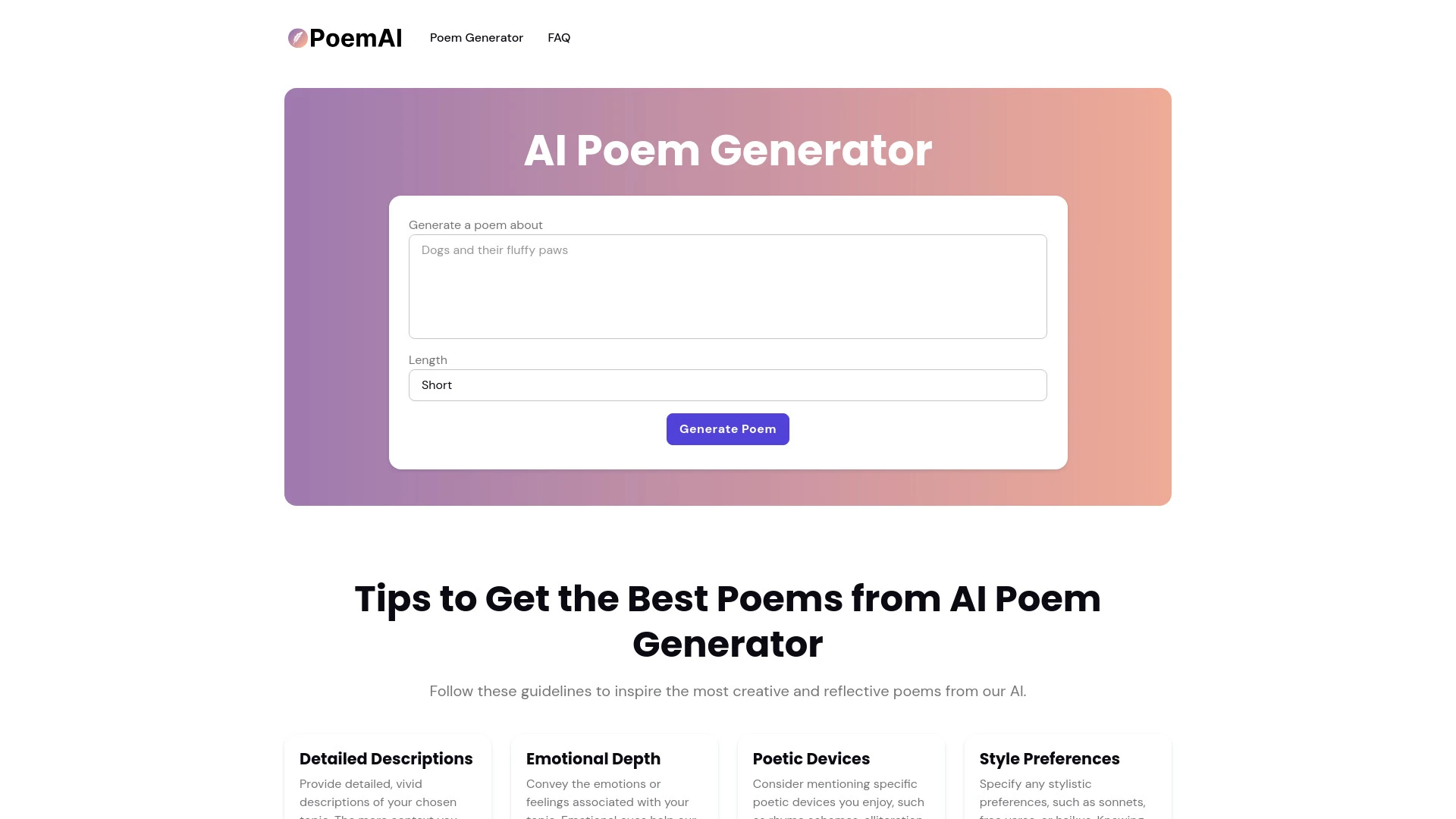 AI Poem Generator - AI Tool Ocean
