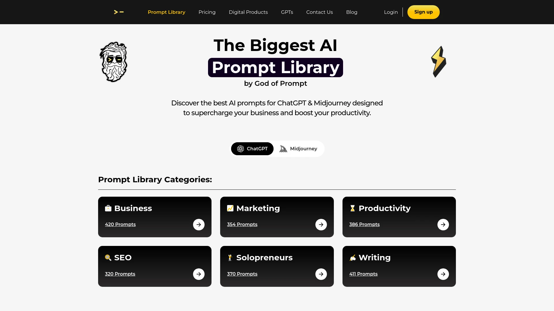 AI Prompt Library by God of Prompt - AI Tool Ocean