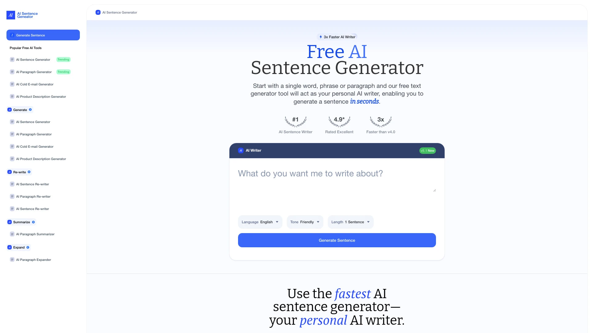 AI Sentence Generator - AI Tool Ocean