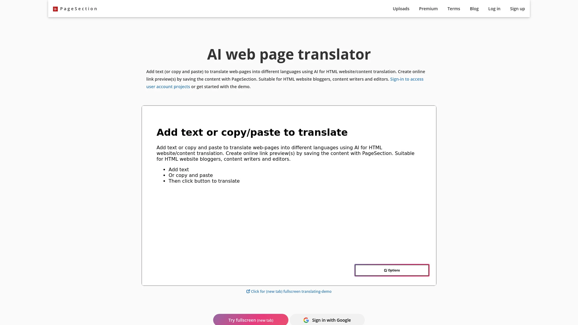 AI web page translator by pagesection.com - AI Tool Ocean