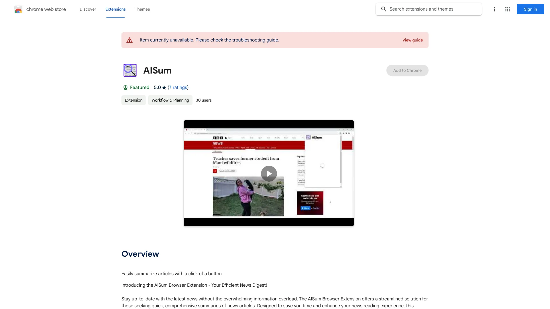 AISum Browser Extension - Chrome Extension - AI Tool Ocean