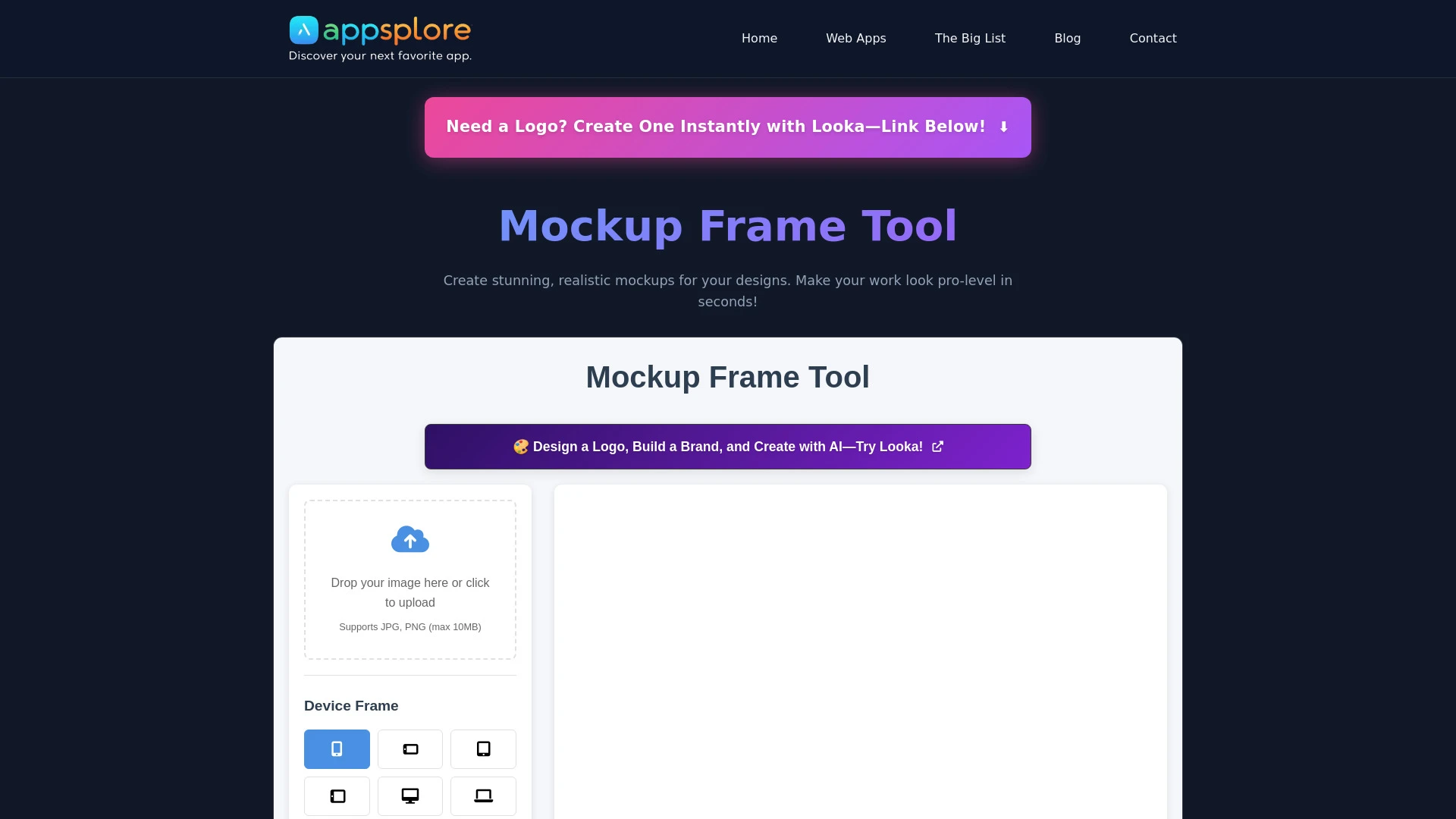 AppSplore Mockup Frame Tool - AI Tool Ocean