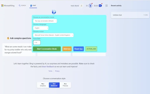 Bing AI Voice Extension - Chrome Extension - AI Tool Ocean