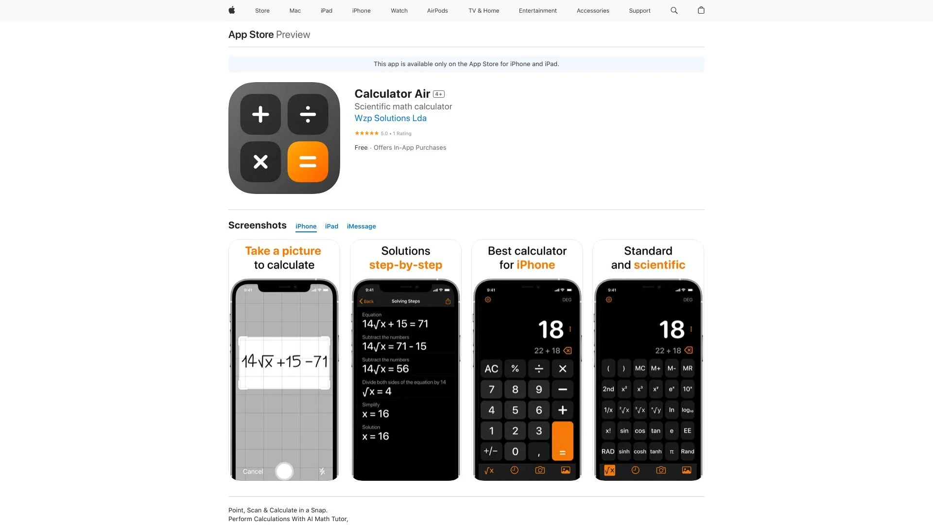 Calculator Air - Math Solver - AI Tool Ocean