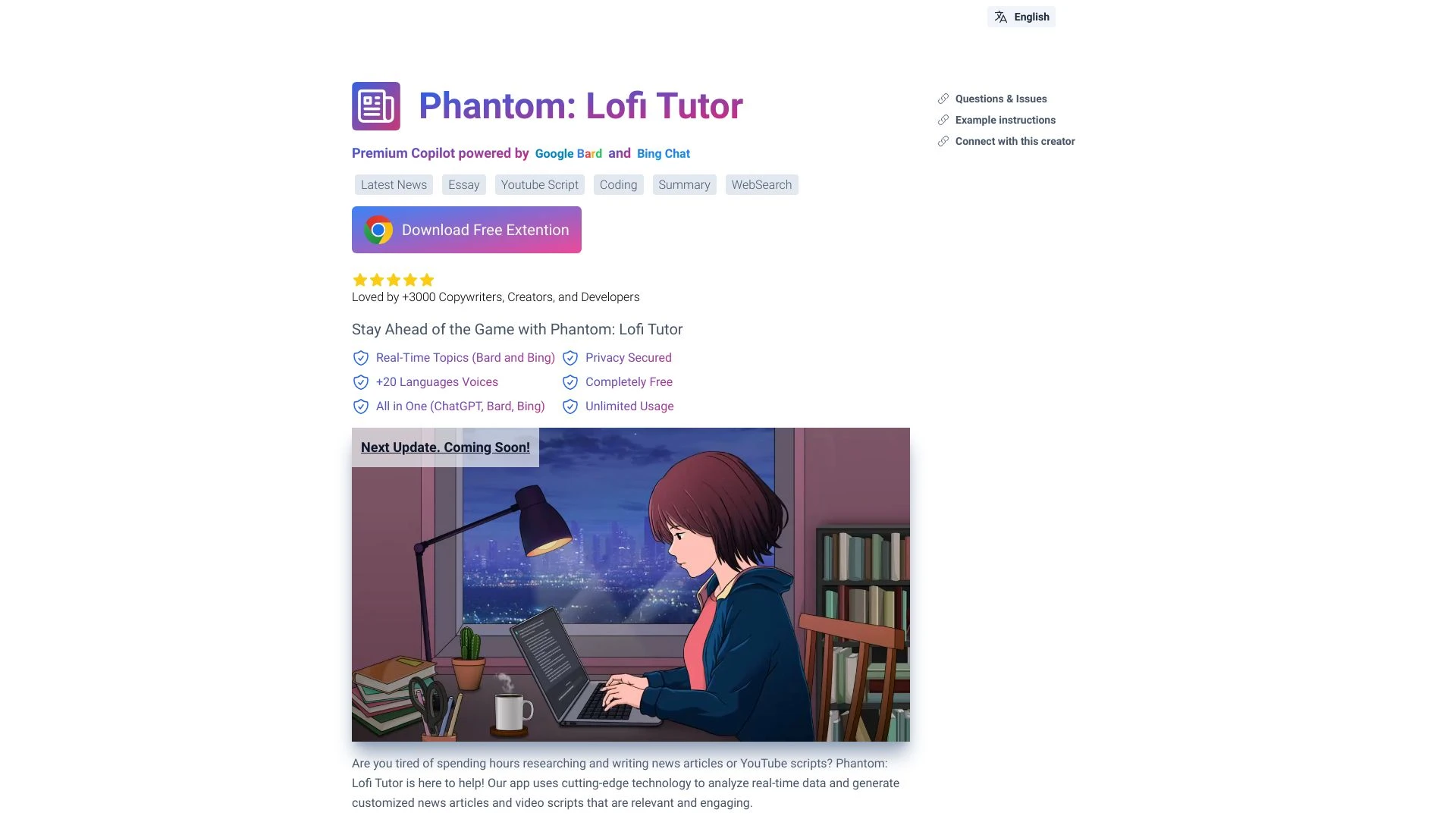 ChatGPT Phantom: Lofi Tutor - AI Tool Ocean