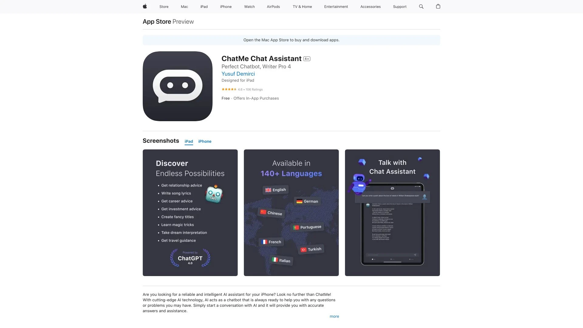 ChatMe Chat Assistant - AI Tool Ocean