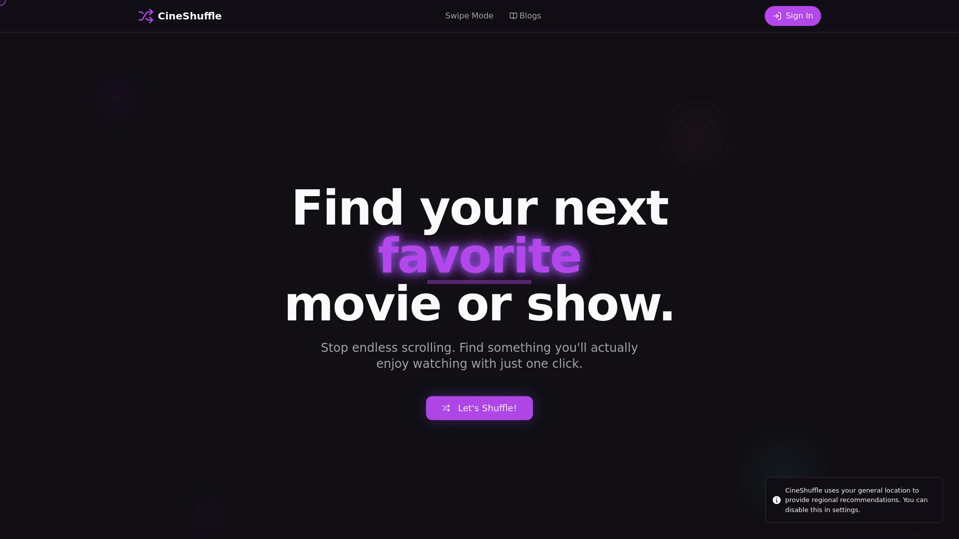 CineShuffle - AI Tool Ocean