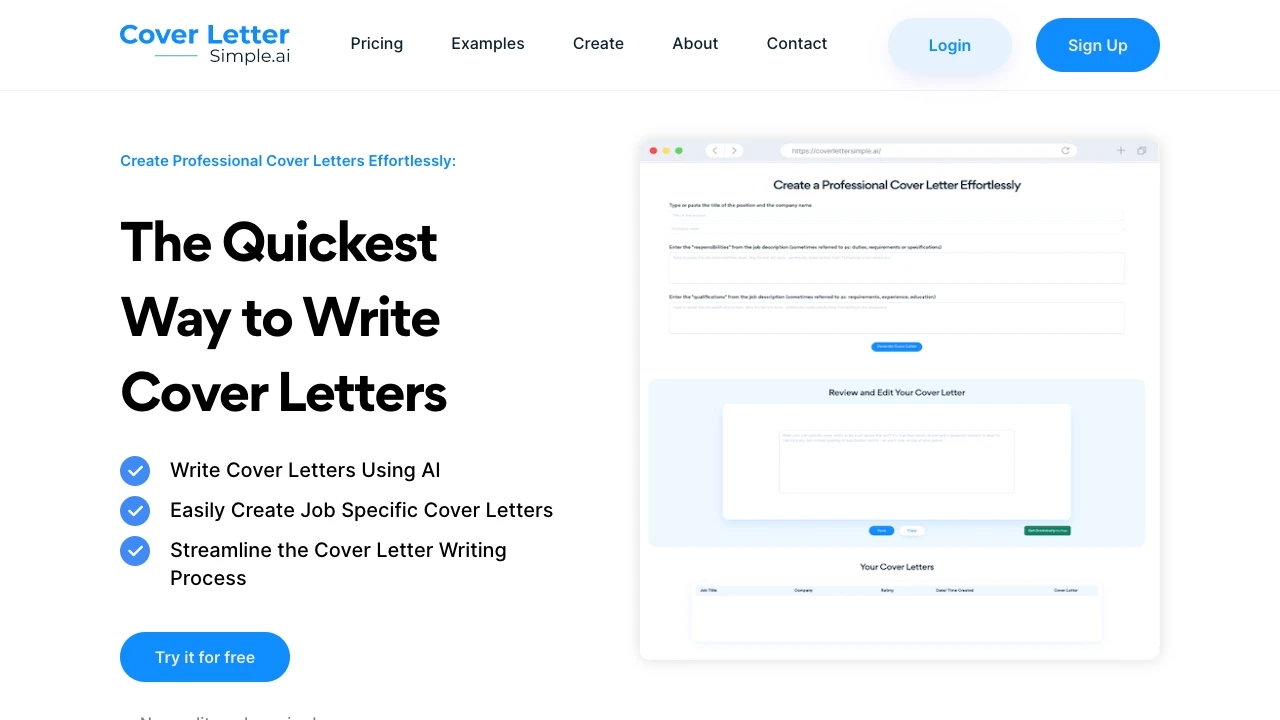 CoverLetterSimple.ai - AI Tool Ocean