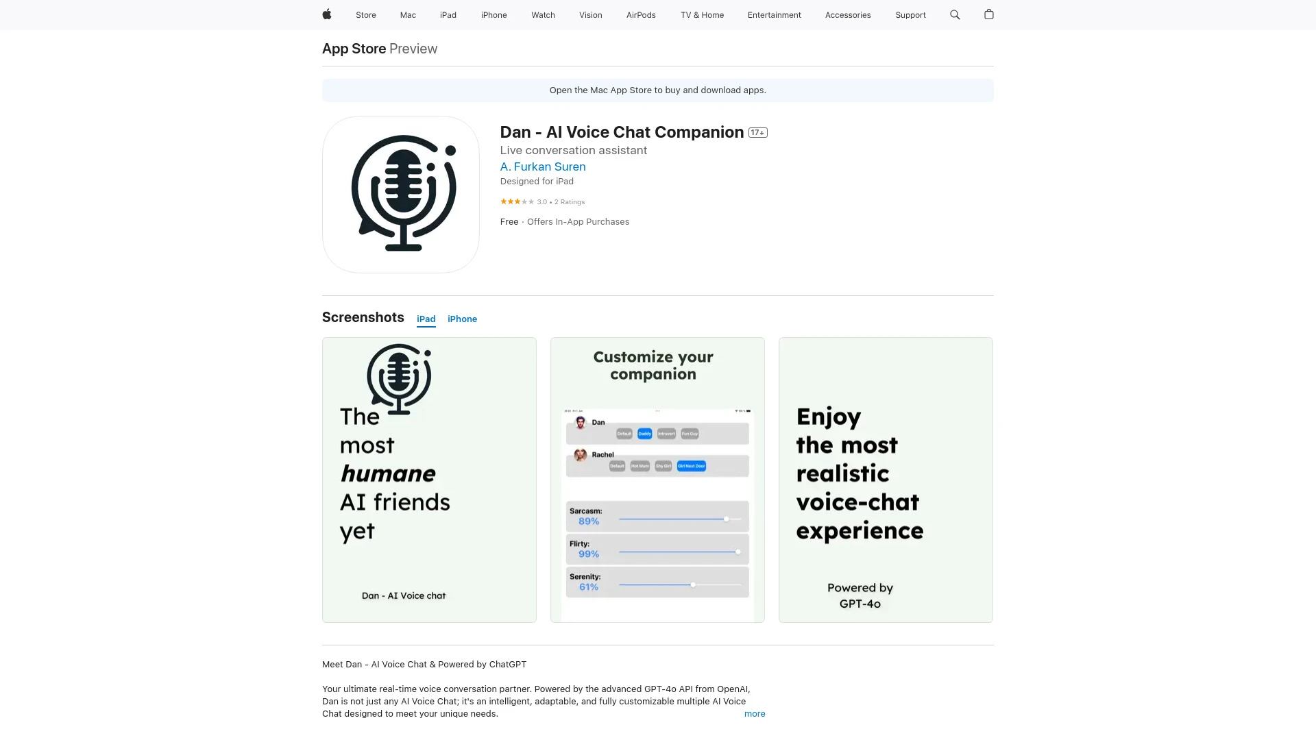 Dan - AI Voice Chat Companion - AI Tool Ocean