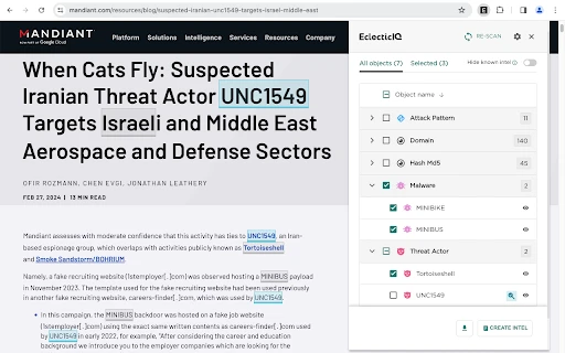 EclecticIQ Threat Scout - Chrome Extension - AI Tool Ocean