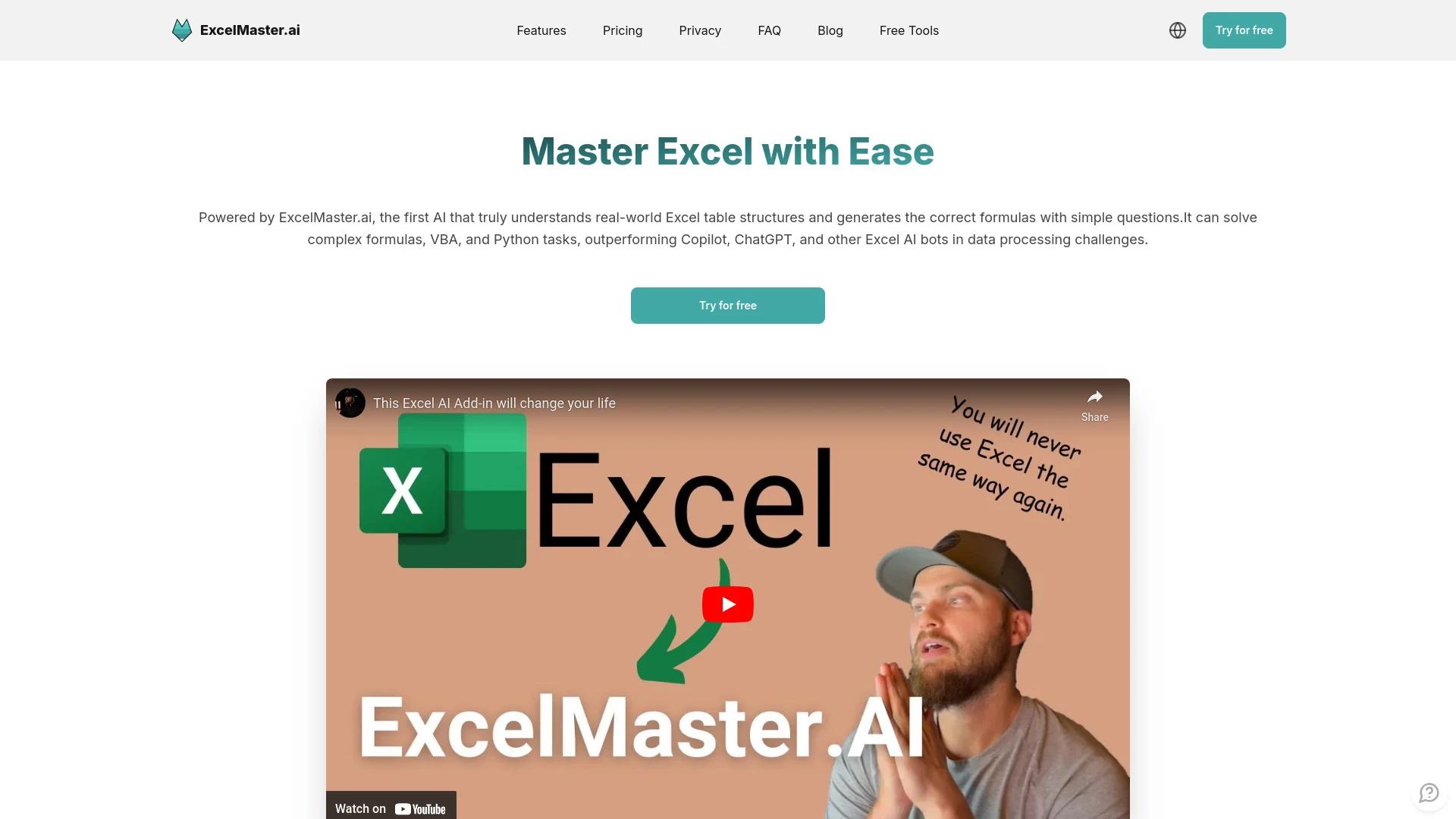 ExcelMaster.ai - AI Tool Ocean