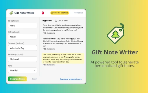 Gift Note Writer - Chrome Extension - AI Tool Ocean