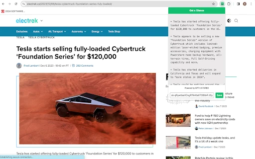 Glance - Chrome Extension - AI Tool Ocean