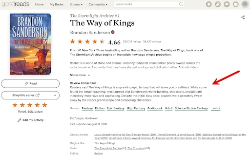 Goodreads Review Consensus - Chrome Extension - AI Tool Ocean