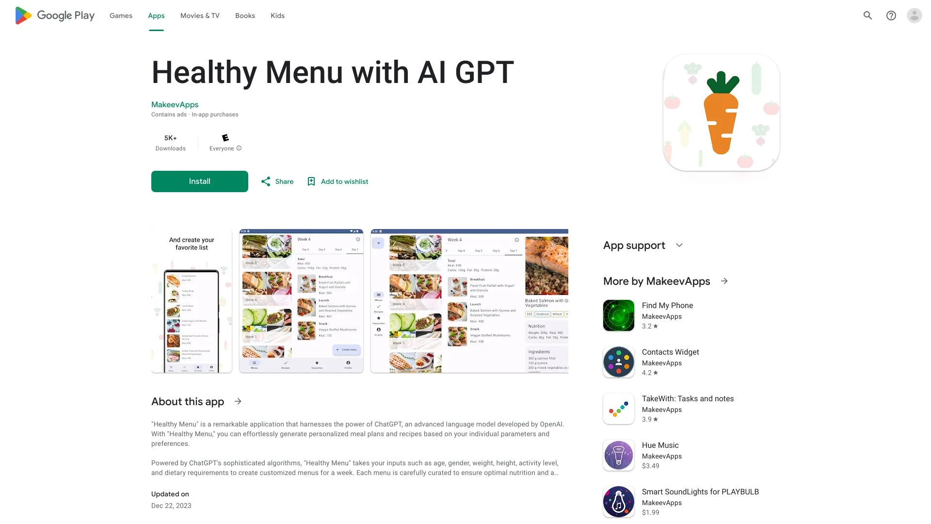 Healthy Menu - AI Tool Ocean