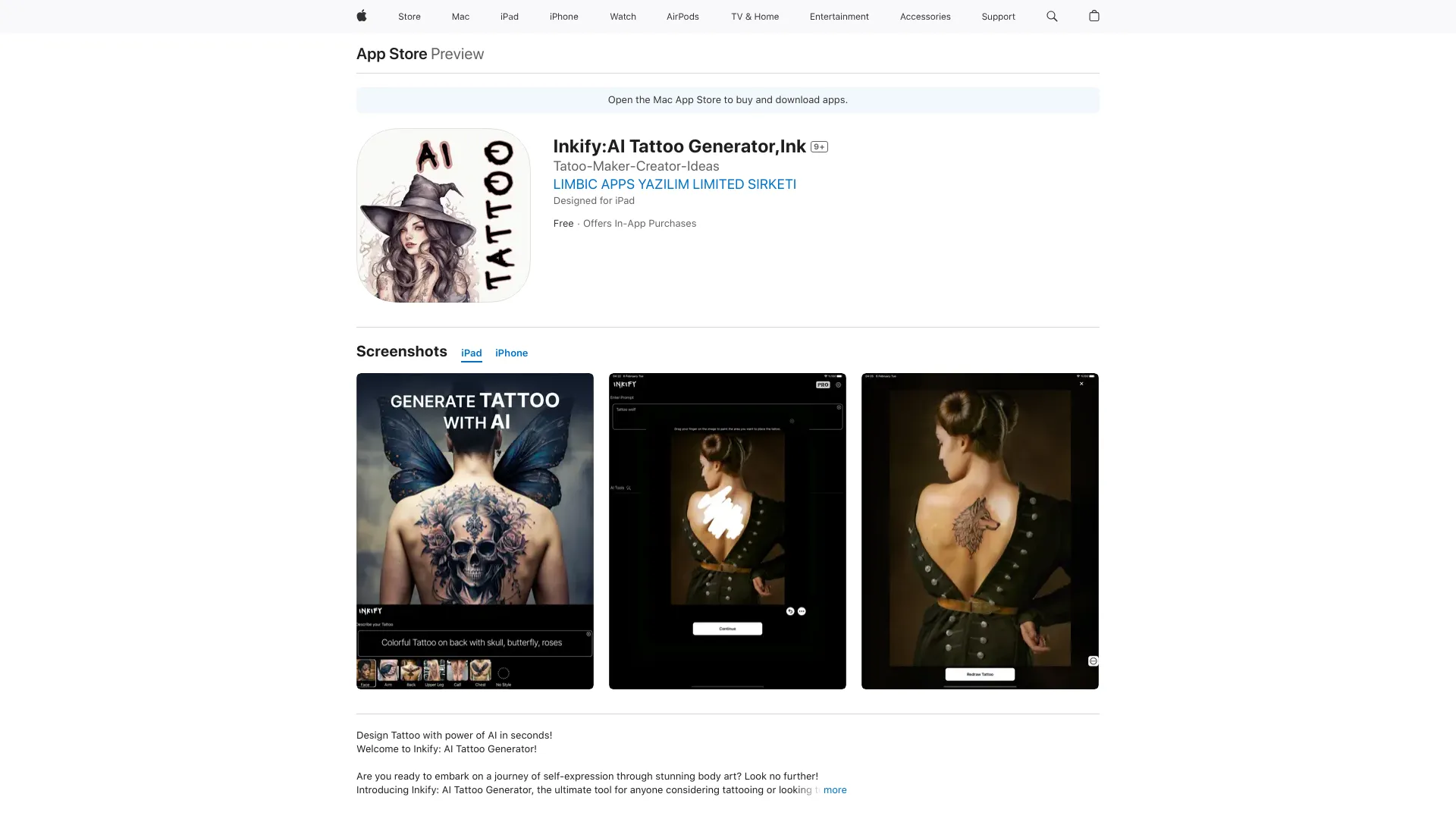 Inkify: AI Tattoo Generator - AI Tool Ocean