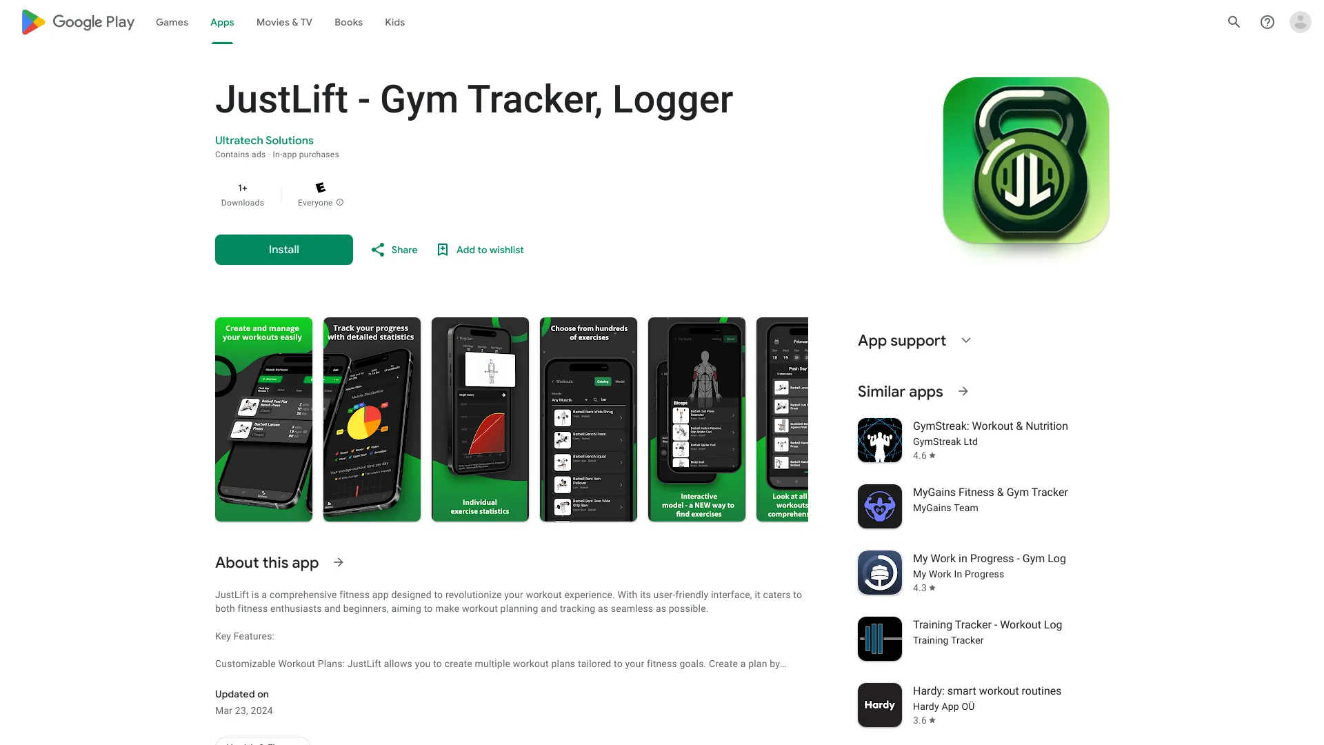 JustLift - Gym Tracker, Logger - AI Tool Ocean