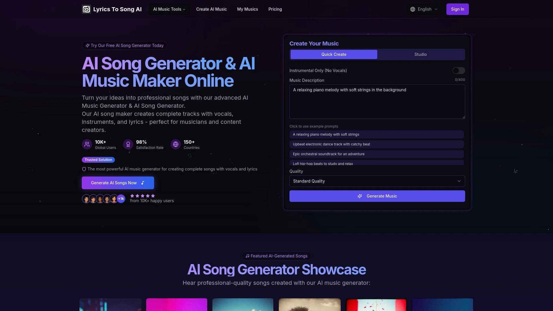 LyricsToSongAI - AI Tool Ocean
