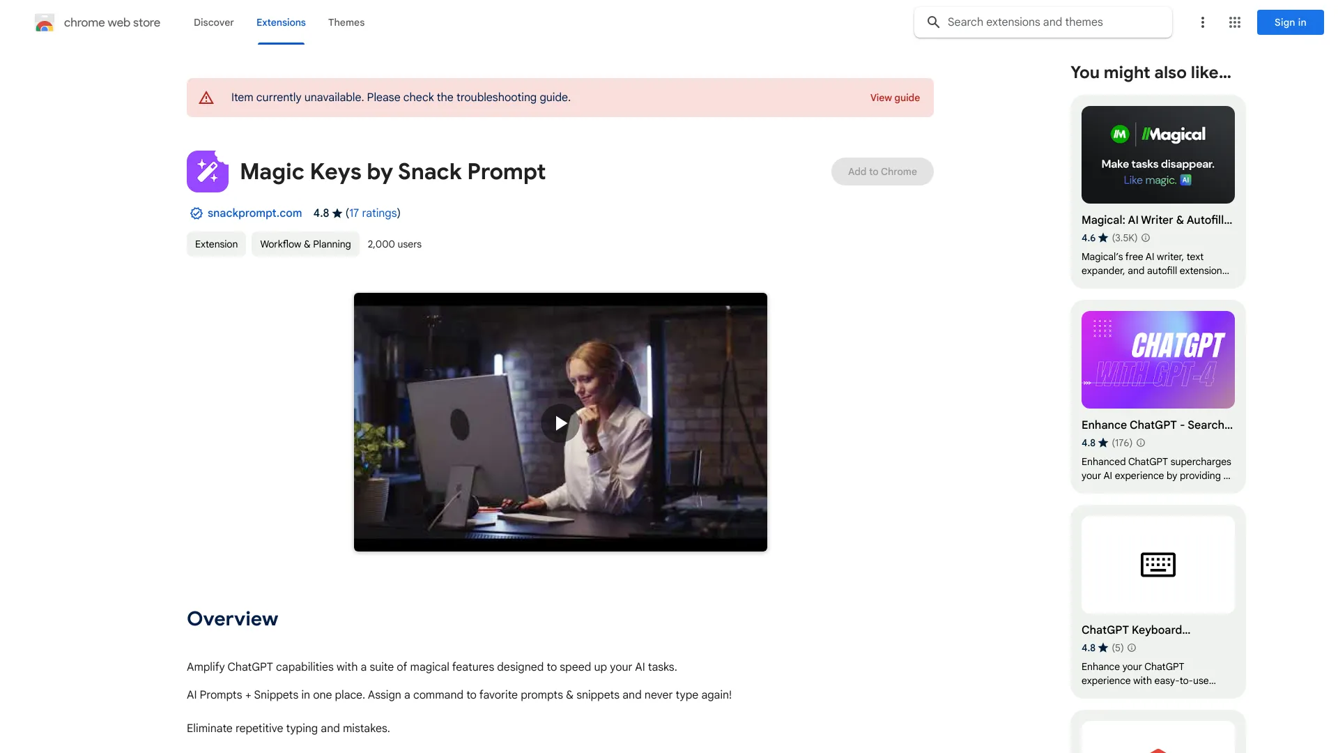 Magic Keys by Snack Prompt - Chrome Extension - AI Tool Ocean