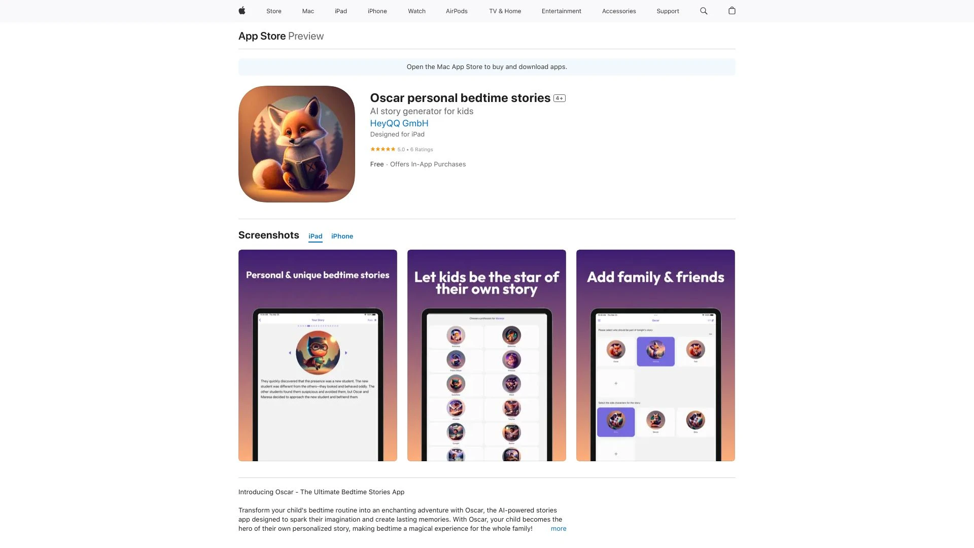 Oscar personal bedtime stories - AI Tool Ocean