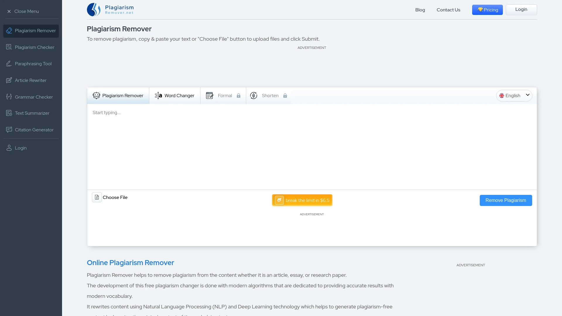 Plagiarism Remover - AI Tool Ocean