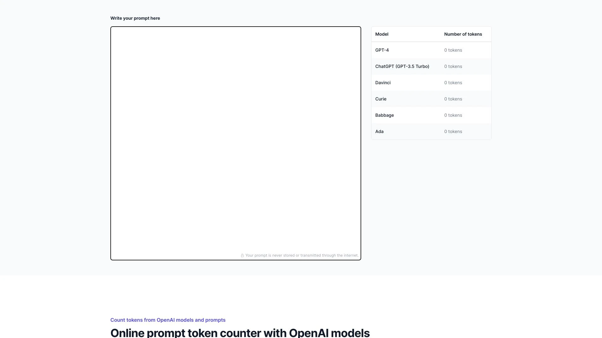 Prompt Token Counter for OpenAI Models - AI Tool Ocean