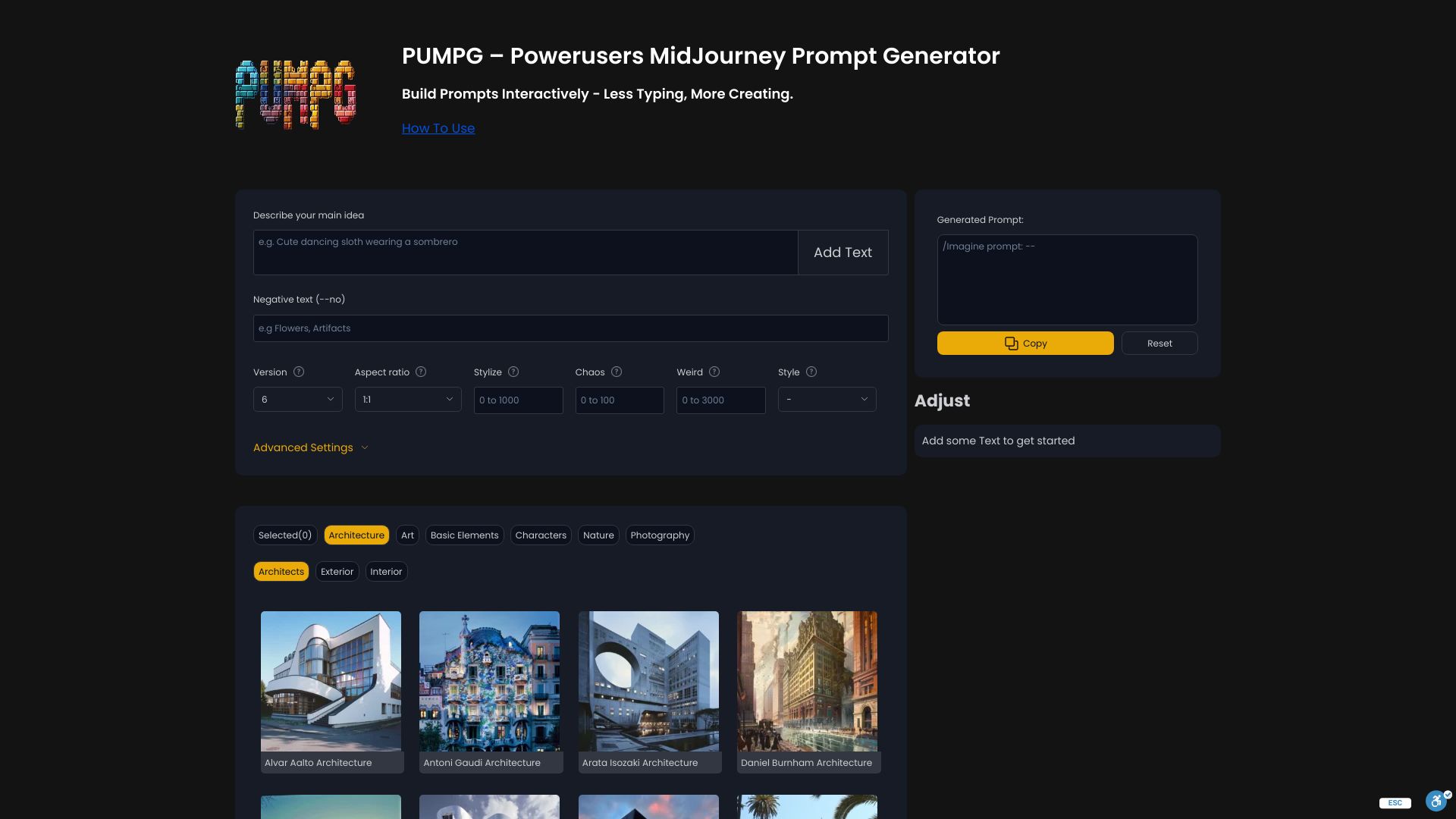 PUMPG - Powerusers MidJourney Prompt Generator - AI Tool Ocean