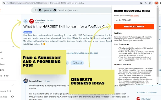 Reddit Hidden Gold Mines - Chrome Extension - AI Tool Ocean