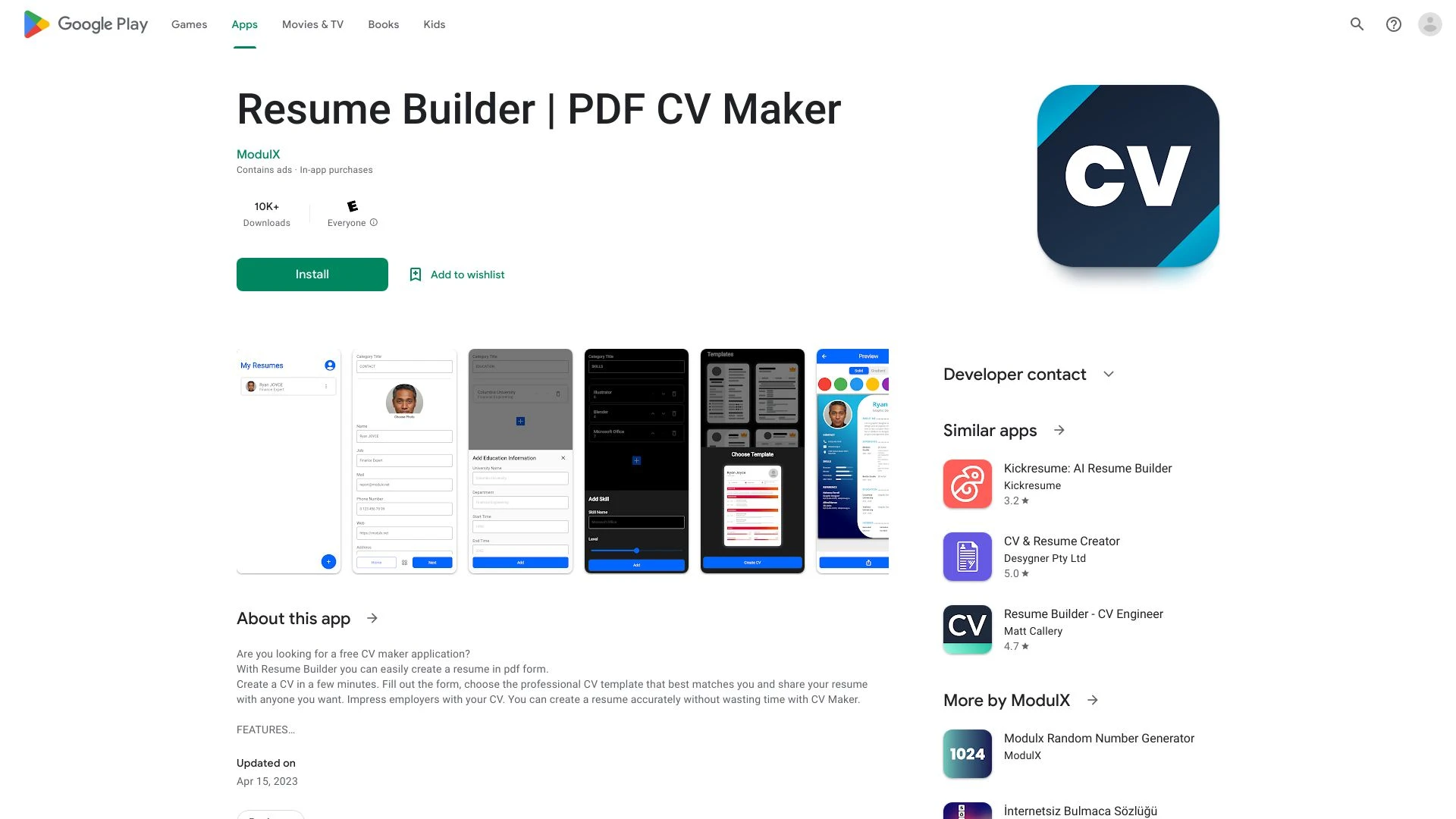 Resume Builder: PDF CV Maker - AI Tool Ocean