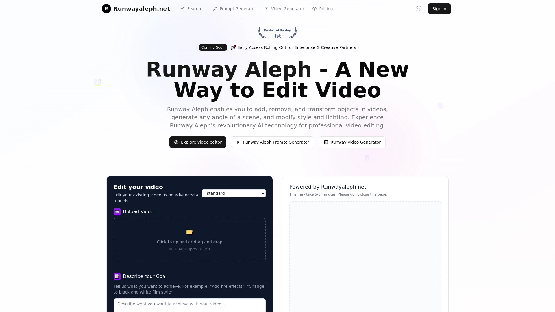 Runwayaleph.net - AI Tool Ocean