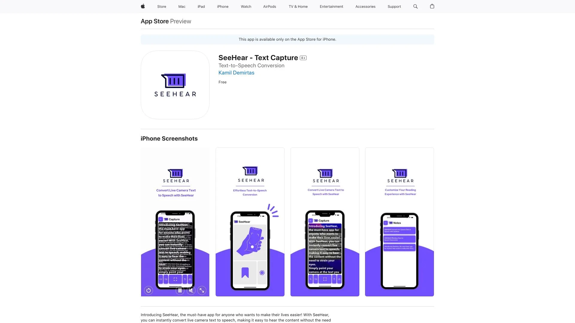 SeeHear - Text Capture - AI Tool Ocean