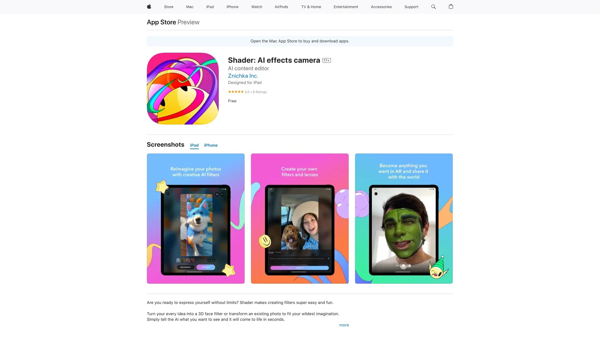 Shader: AI effects camera - AI Tool Ocean