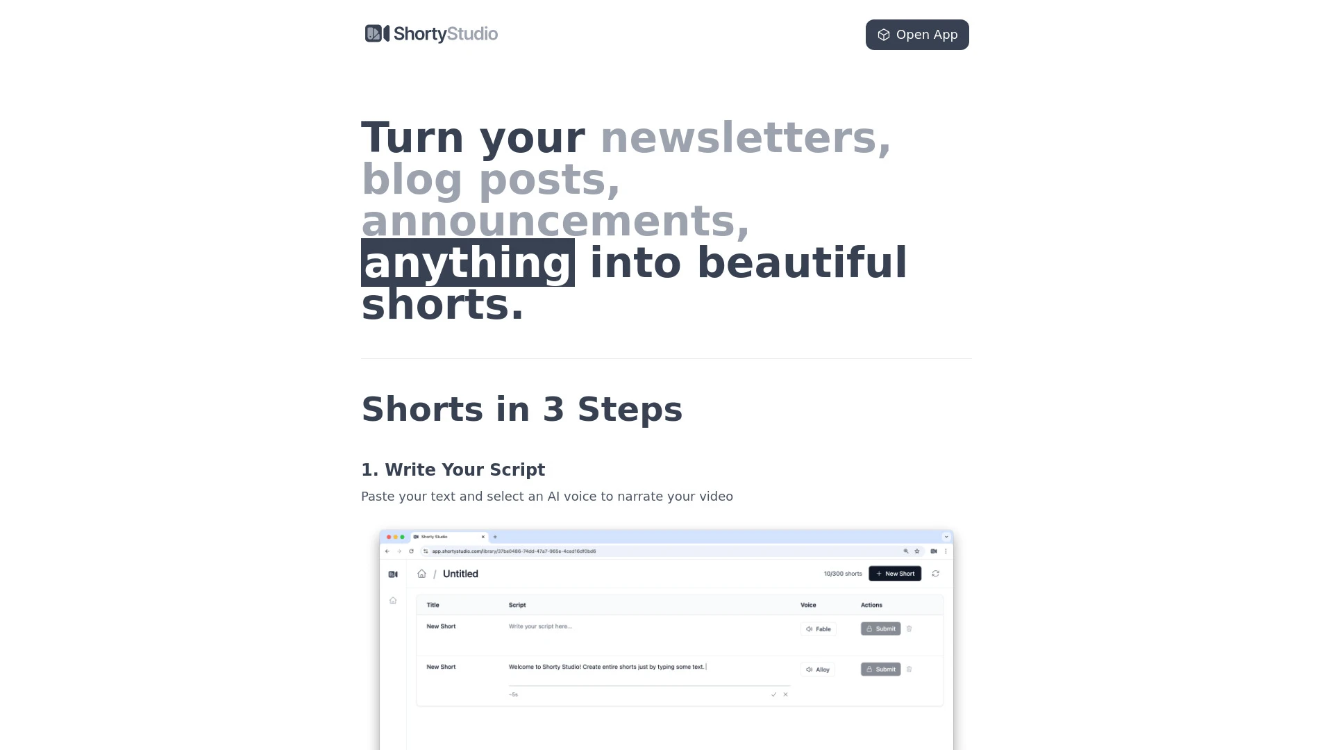 Shorty Studio - AI Tool Ocean