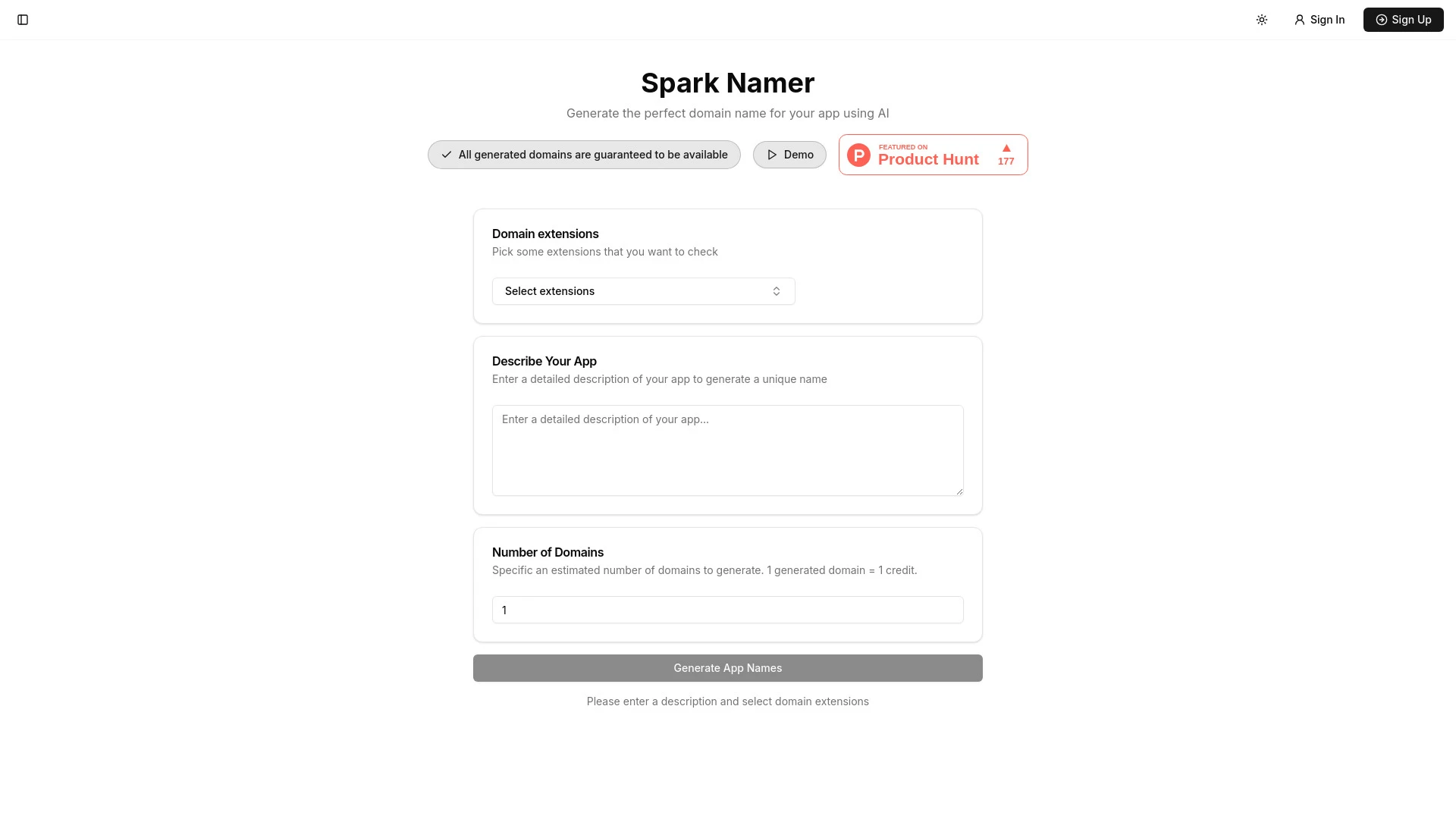 Spark Namer - AI Tool Ocean