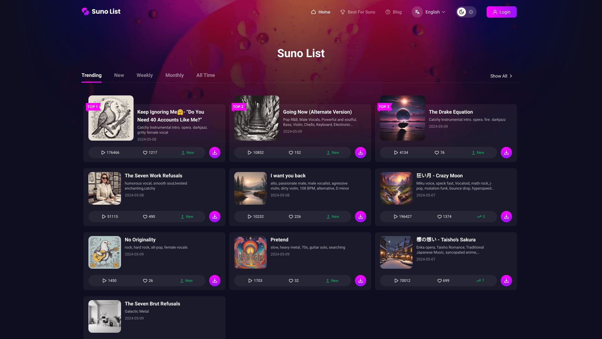Suno-list - AI Tool Ocean