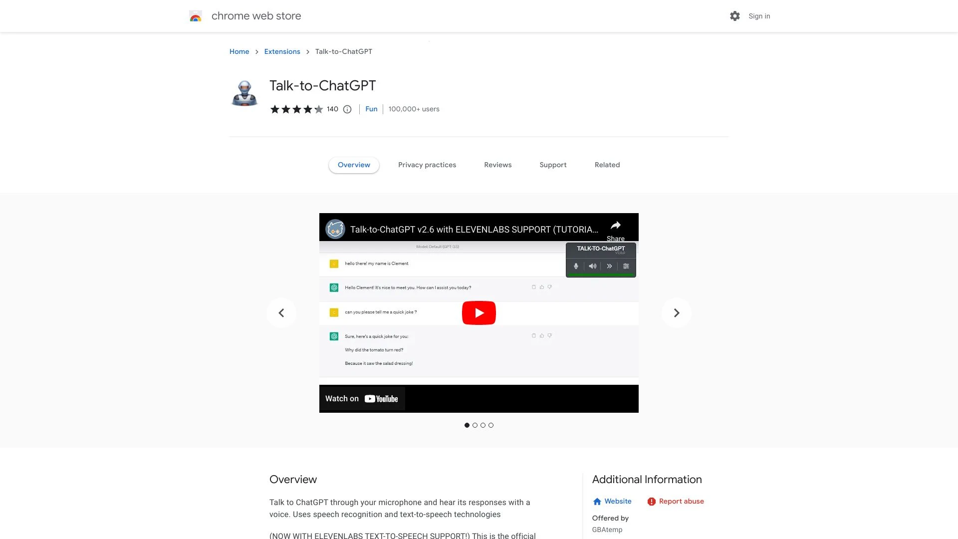Talk-to-ChatGPT - Chrome Extension - AI Tool Ocean
