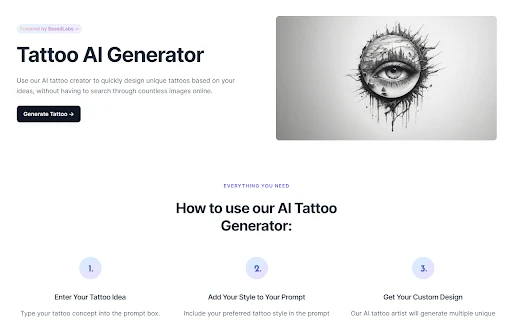 Tattoo AI Generator - Chrome Extension - AI Tool Ocean