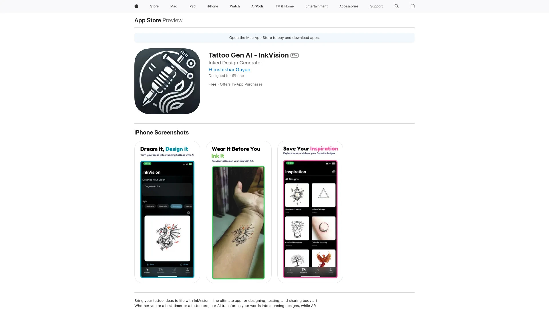 Tattoo Gen AI - InkVision - AI Tool Ocean
