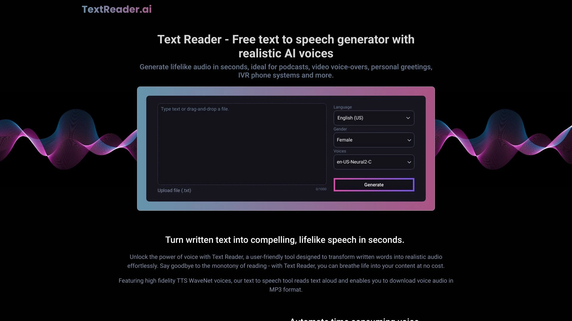 Text Reader - AI Tool Ocean