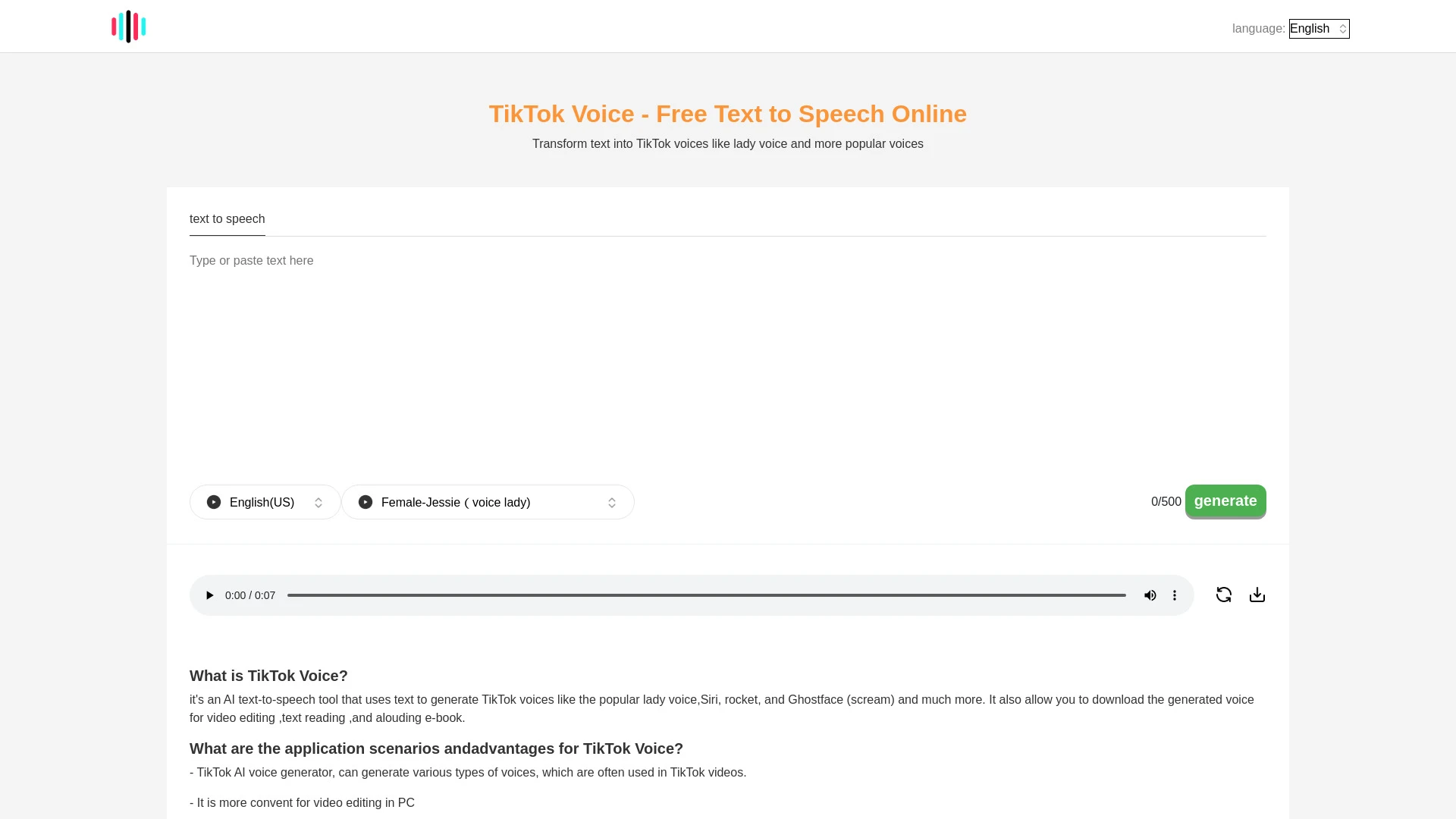 TikTok Voice Generator - AI Tool Ocean