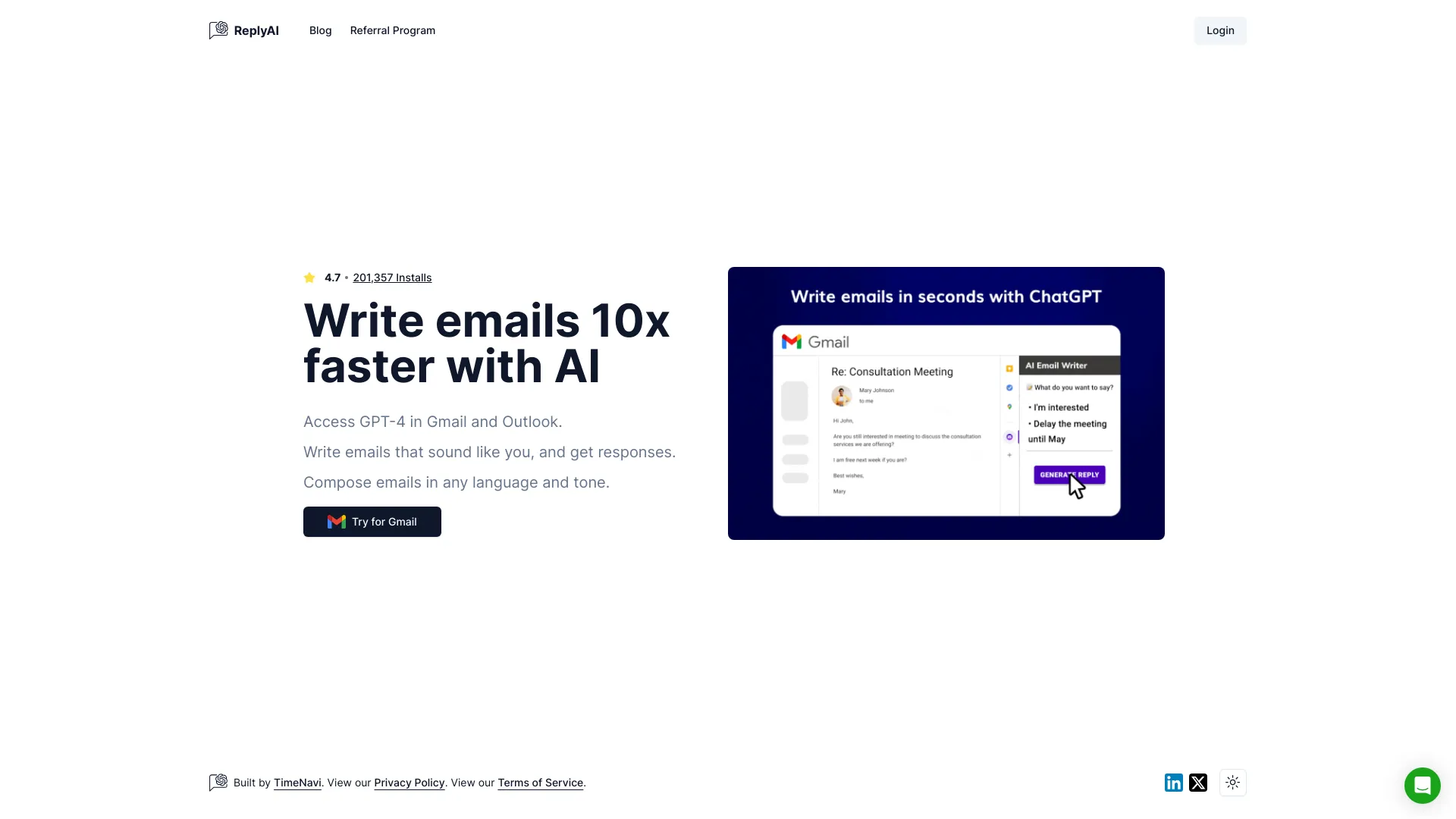 TimeNavi AI Email Writer - AI Tool Ocean