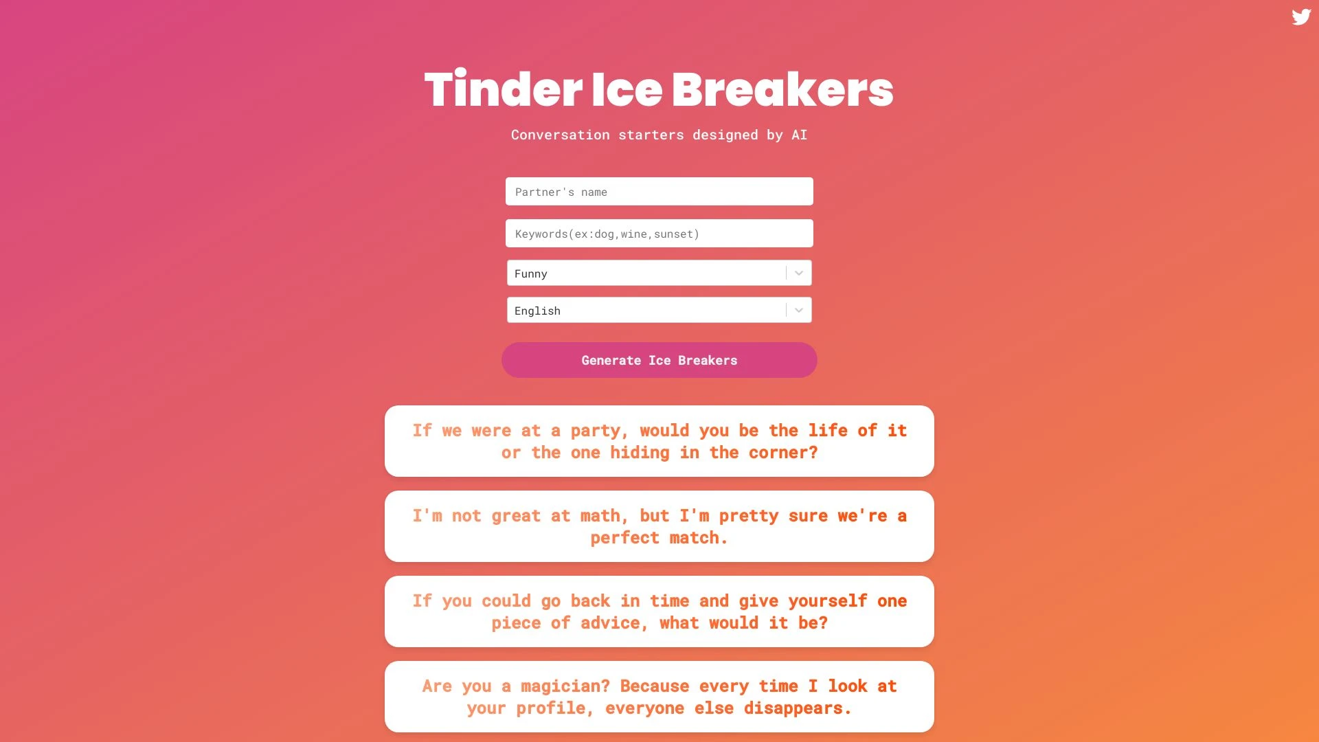 Tinder Ice Breakers AI - AI Tool Ocean