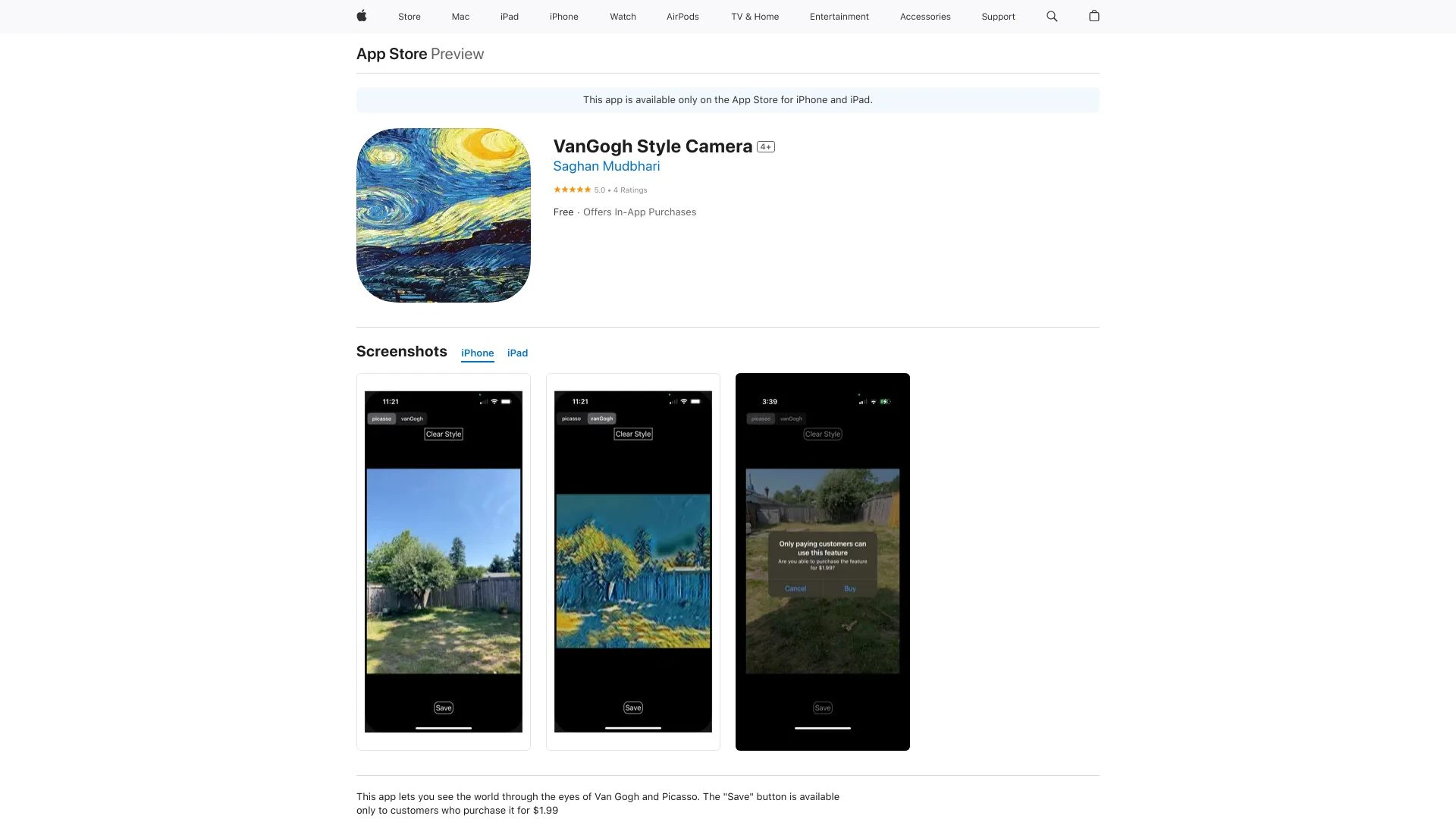 VanGogh Style Camera - AI Tool Ocean