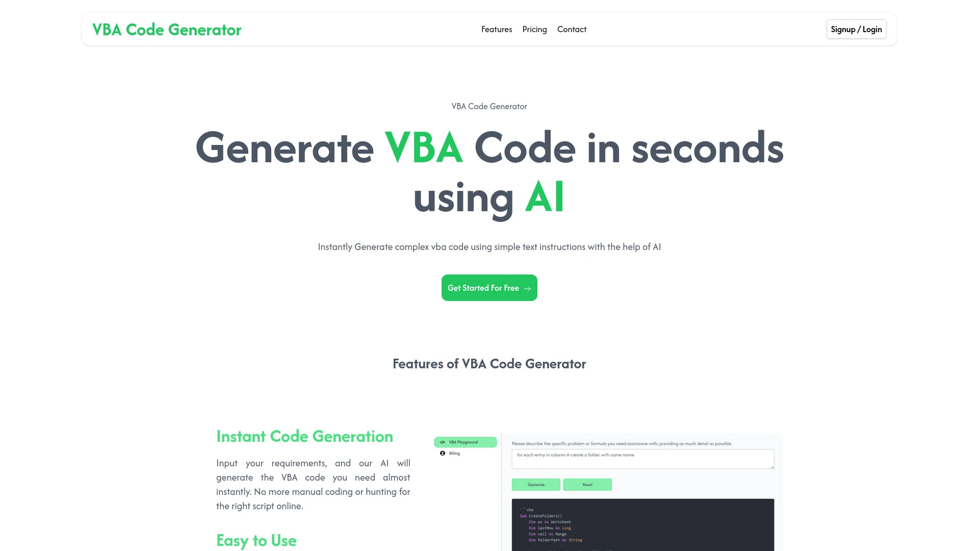 VBA Code Generator - AI Tool Ocean