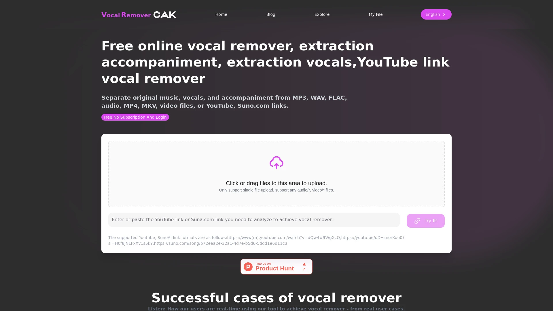 Vocal Remover Oak - AI Tool Ocean