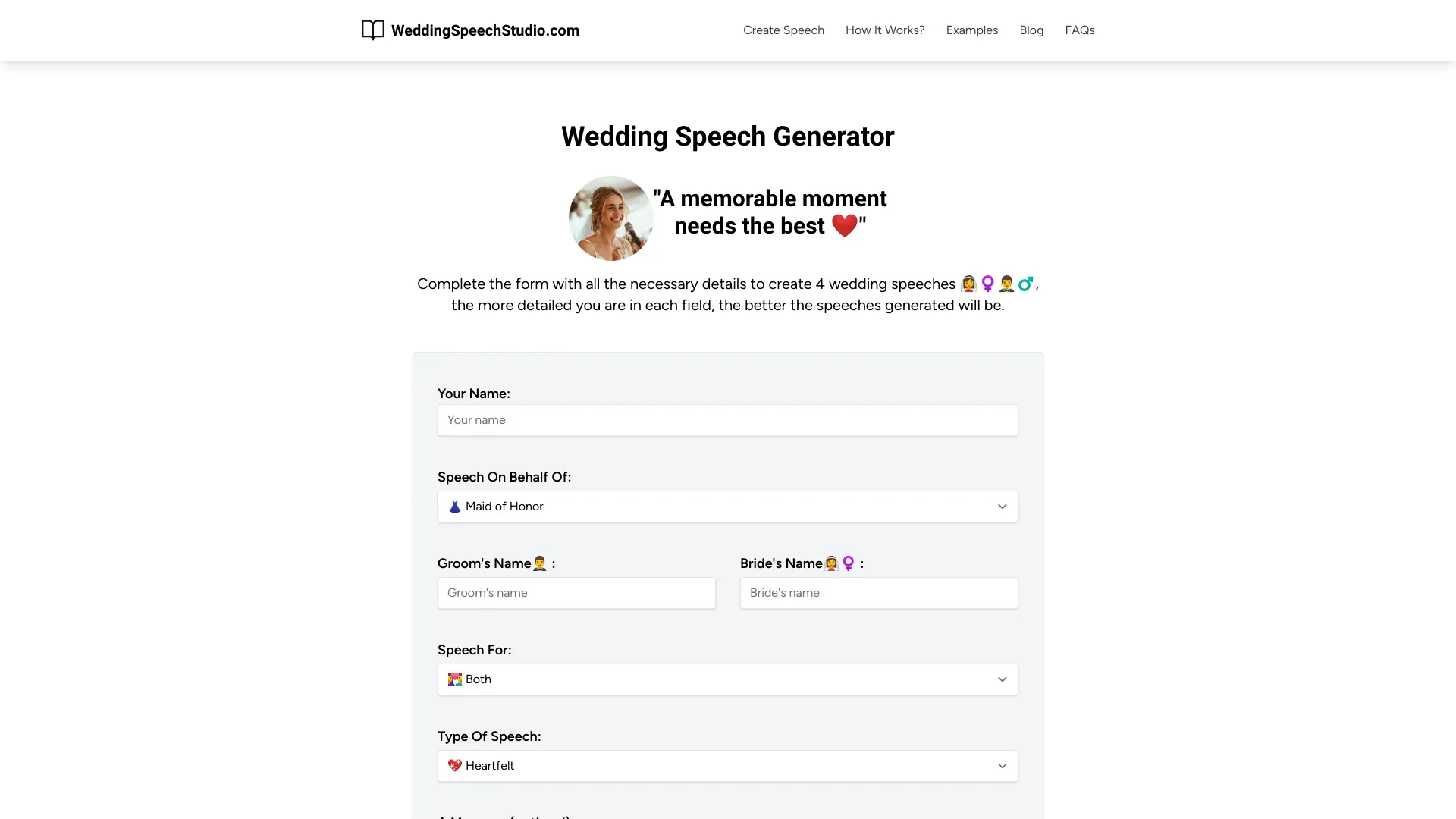 Wedding Speech Studio - AI Tool Ocean