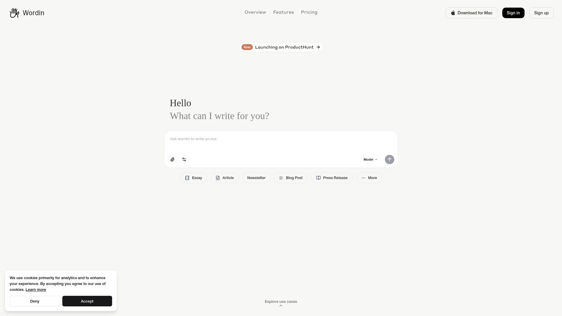 Wordin - AI Tool Ocean