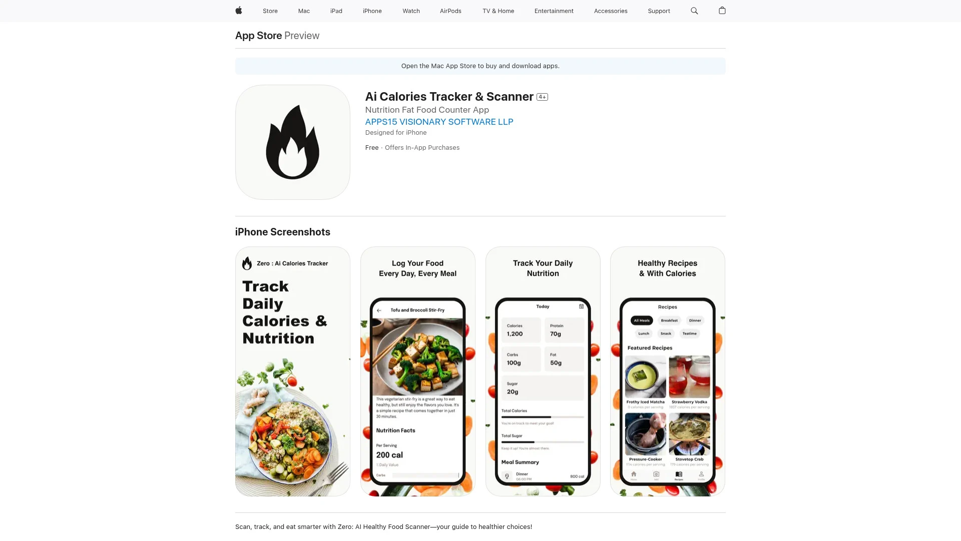 Zero: AI Healthy Food Scanner - AI Tool Ocean